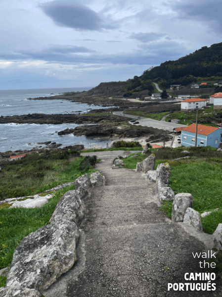 Stairs going down to the coastline in A Guarda, Spain